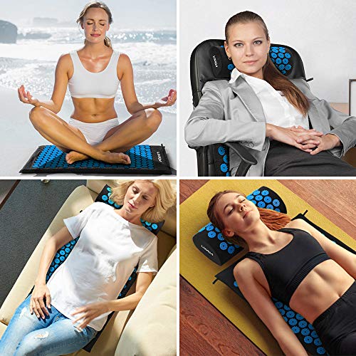 Lixada Estera de Acupresión y Almohada Kit con 2 pcs Bolas de Masaje de Punta para Alivio del Dolor Muscular del Espalda/Cuello/Pies Lixada Estera de Acupresión y Almohada Kit con 2 pcs Bolas de Masaje de Punta para Alivio del Dolor Muscular del Espalda/Cuello/Pies