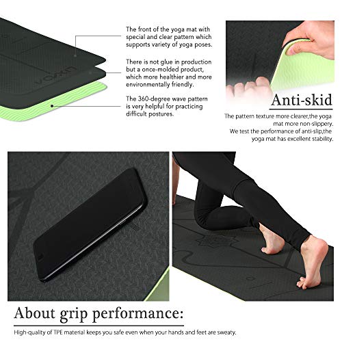Lixada Esterilla de Yoga Antideslizante TPE Insípido con Línea de Posición Correa y Bolsa para Pilates Fitness Culturismo 183 * 61 * 0.6cm Lixada Esterilla de Yoga Antideslizante TPE Insípido con Línea de Posición Correa y Bolsa para Pilates Fitness Culturismo 183 * 61 * 0.6cm
