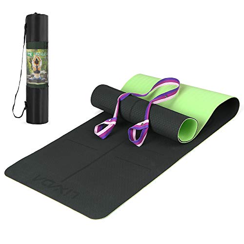 Lixada Esterilla de Yoga Antideslizante TPE Insípido con Línea de Posición Correa y Bolsa para Pilates Fitness Culturismo 183 * 61 * 0.6cm