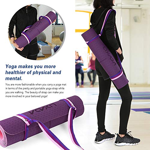 Lixada Esterilla de Yoga Antideslizante TPE Insípido con Línea de Posición Correa y Bolsa para Pilates Fitness Culturismo 183 * 61 * 0.6cm