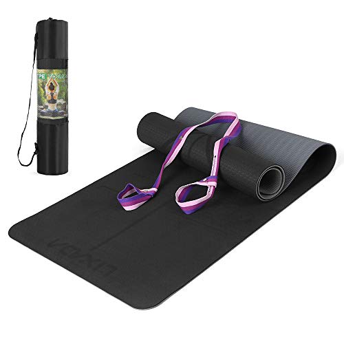 Lixada Esterilla de Yoga Antideslizante TPE Insípido con Línea de Posición Correa y Bolsa para Pilates Fitness Culturismo 183 * 61 * 0.6cm Lixada Esterilla de Yoga Antideslizante TPE Insípido con Línea de Posición Correa y Bolsa para Pilates Fitness Culturismo 183 * 61 * 0.6cm