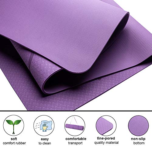 Lixada Esterilla de Yoga TPE Insípido con Línea de Posición Colchoneta de Yoga Alfombrilla de Yoga para Fitness Culturismo Pilates 183 * 61cm