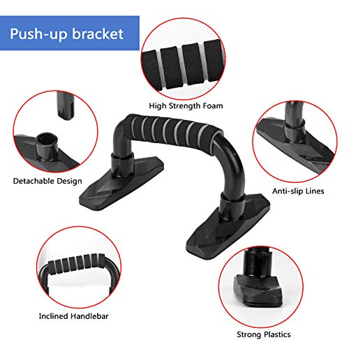 Lixada Rueda Abdominal Kit con Push-UP Bar Cuerda para Saltar Esterilla de Rodilla para Fuerza Muscular Fitness Ejercicio en Casa 4/5pcs