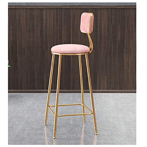 LJFYXZ Taburete de Bar Mueble Bar Taburete de Barra de Hierro Asiento de Terciopelo Rosa Taburete Alto Patas de Metal Dorado Silla de Desayuno de Cocina Peso del rodamiento 200kg Múltiples tamaños