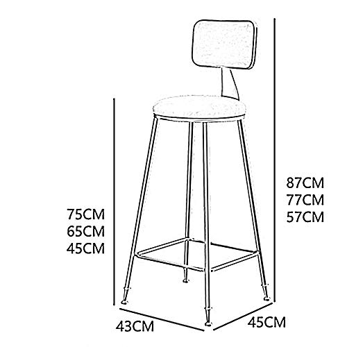 LJFYXZ Taburete de Bar Mueble Bar Taburete de Barra de Hierro Asiento de Terciopelo Rosa Taburete Alto Patas de Metal Dorado Silla de Desayuno de Cocina Peso del rodamiento 200kg Múltiples tamaños