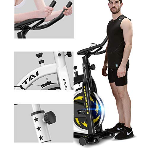 LJYY Bicicleta estática para Interiores, Volante de inercia de 12 kg, Compatible con Correa de Pulso, Bicicleta de Velocidad con transmisión por Correa, ergómetro de hasta 300 kg, Bicicleta estát LJYY Bicicleta estática para Interiores, Volante de inercia de 12 kg, Compatible con Correa de Pulso, Bicicleta de Velocidad con transmisión por Correa, ergómetro de hasta 300 kg, Bicicleta estát