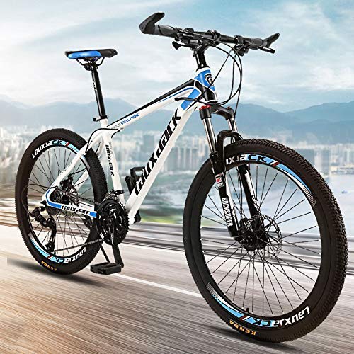 LKAIBIN Bicicleta de campo de cross Deportes al aire libre 21 velocidades Bicicleta de montaña de 26 pulgadas 6 radios Rueda de suspensión delantera Dual Disco Freno MTB Bicicleta, Rojo