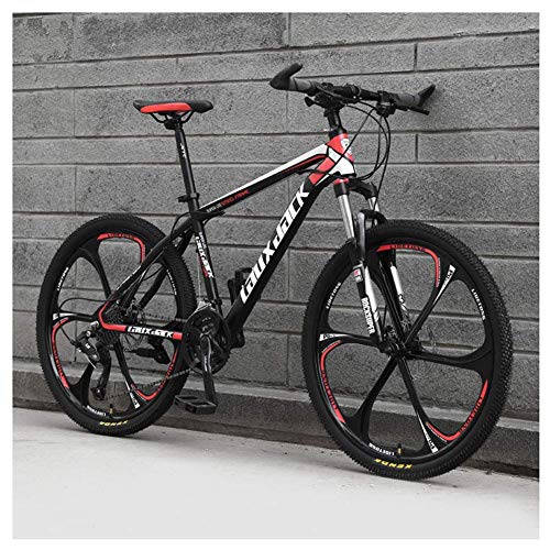 LKAIBIN Bicicleta de campo de cross Deportes al aire libre 21 velocidades Bicicleta de montaña de 26 pulgadas 6 radios Rueda de suspensión delantera Dual Disco Freno MTB Bicicleta, Rojo