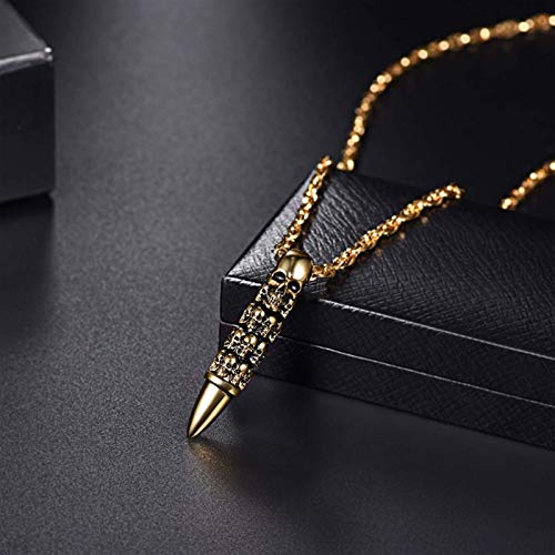 LKITYGF Novela Collar de Calavera de Bala para Hombres Punk Rock Biker Joyería de Acero Inoxidable Accesorios de Gargantilla con Cadena de Onda de Agua de 55 cm (Color : C) LKITYGF Novela Collar de Calavera de Bala para Hombres Punk Rock Biker Joyería de Acero Inoxidable Accesorios de Gargantilla con Cadena de Onda de Agua de 55 cm (Color : C)
