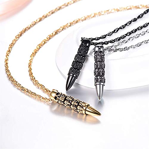 LKITYGF Novela Collar de Calavera de Bala para Hombres Punk Rock Biker Joyería de Acero Inoxidable Accesorios de Gargantilla con Cadena de Onda de Agua de 55 cm (Color : C) LKITYGF Novela Collar de Calavera de Bala para Hombres Punk Rock Biker Joyería de Acero Inoxidable Accesorios de Gargantilla con Cadena de Onda de Agua de 55 cm (Color : C)