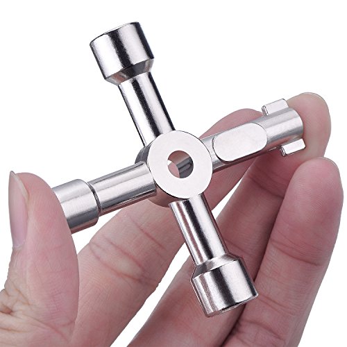Llave de Utilidad Multifuncional 4-Puntas para Abrir Eléctrico Medidor de Gas y Agua Alacena Gabinete (Plateado) Llave de Utilidad Multifuncional 4-Puntas para Abrir Eléctrico Medidor de Gas y Agua Alacena Gabinete (Plateado)
