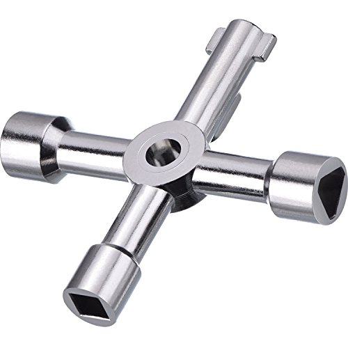 Llave de Utilidad Multifuncional 4-Puntas para Abrir Eléctrico Medidor de Gas y Agua Alacena Gabinete (Plateado) Llave de Utilidad Multifuncional 4-Puntas para Abrir Eléctrico Medidor de Gas y Agua Alacena Gabinete (Plateado)
