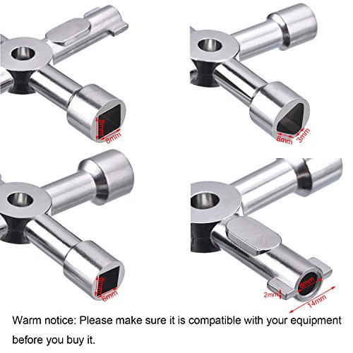 Llave de Utilidad Multifuncional 4-Puntas para Abrir Eléctrico Medidor de Gas y Agua Alacena Gabinete (Plateado)