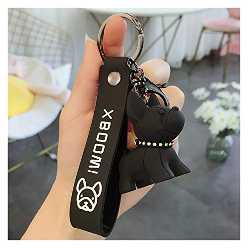 Llavero Creativa de dibujos animados de la cadena linda del dogo del perro casero clave coche Llaveros Monedero anillo dominante del sostenedor del bolso de accesorios regalo ( Color : New black )