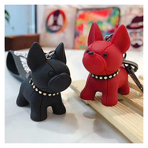 Llavero Creativa de dibujos animados de la cadena linda del dogo del perro casero clave coche Llaveros Monedero anillo dominante del sostenedor del bolso de accesorios regalo ( Color : New black )