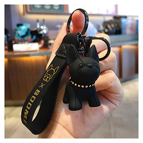 Llavero Creativa de dibujos animados de la cadena linda del dogo del perro casero clave coche Llaveros Monedero anillo dominante del sostenedor del bolso de accesorios regalo ( Color : New black )