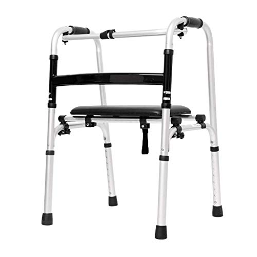LLT Caminar Ayuda Médica Instrumentos Walker Ligero Plegable con Asiento Ajustable Compacto de Viaje Ayuda de Ancianos Y Discapacitados Marco Caminar Andador para Adultos Obesos