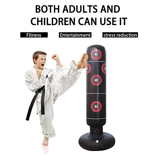 LncBoc Saco de Boxeo 160 cm, Saco de Boxeo de pie para un Rebote inmediato para Practicar Karate, Taekwondo y aliviar Pent Up Energy en niños Adultos, Ejercicio Boxeo Objetivo Bolsa