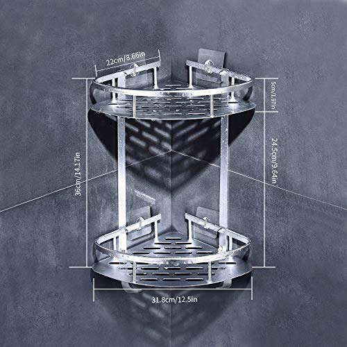 LOBKIN Sin Necesidad de Taladrar Estante Ducha, Estantes de Baño de Aluminio Espacial Perforado Entramado de Baño Muebles de Baño (Plata) LOBKIN Sin Necesidad de Taladrar Estante Ducha, Estantes de Baño de Aluminio Espacial Perforado Entramado de Baño Muebles de Baño (Plata)
