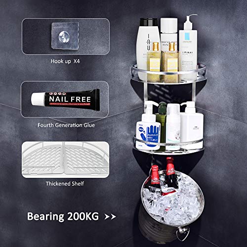 LOBKIN Sin Necesidad de Taladrar Estante Ducha, Estantes de Baño de Aluminio Espacial Perforado Entramado de Baño Muebles de Baño (Plata) LOBKIN Sin Necesidad de Taladrar Estante Ducha, Estantes de Baño de Aluminio Espacial Perforado Entramado de Baño Muebles de Baño (Plata)