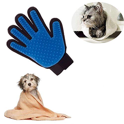 Locisne 2Packs perro de mascota Gato limpieza de baño cepillo guante Silicona True Touch para masaje suave y eficiente Grooming Groomer Eliminación removedor pelo Limpiar el guante,la mano derechas