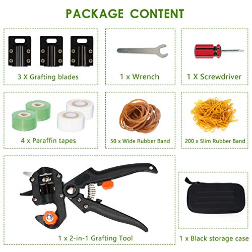 Locisne Jardín Injerto Poda Tijeras podar Tijeras Kit Herramientas Corte con Cuchillas reemplazables,Cintas,Bandas Goma,Llave Inglesa, Destornillador Juego jardinería para Plantas Árbol frutal Locisne Jardín Injerto Poda Tijeras podar Tijeras Kit Herramientas Corte con Cuchillas reemplazables,Cintas,Bandas Goma,Llave Inglesa, Destornillador Juego jardinería para Plantas Árbol frutal
