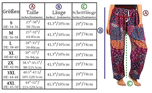 Lofbaz Mujer Floral Impreso Cordón Boho Harén Pantalones Azul XL