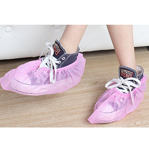 logei® 100pcs chanclos desechables cubierta de zapatos desechables cubre calzado desechables zapatos de manga cubrezapatos fundas de zapatos, rosa