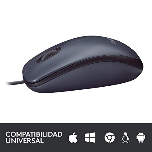 Logitech B100 Ratón con Cable, 3 Botones, Seguimiento Óptico, Ambidiestro, PC/Mac/Portátil, Negro Logitech B100 Ratón con Cable, 3 Botones, Seguimiento Óptico, Ambidiestro, PC/Mac/Portátil, Negro