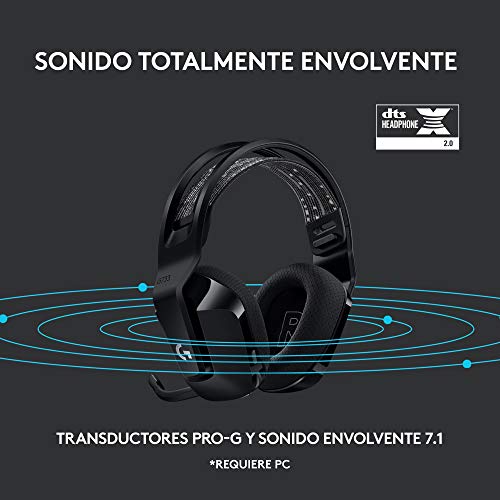 Logitech G G733 - Auriculares con Micrófono Inalámbricos, para Gaming con Diadema con Suspensión, Lightspeed, RGB Lightsync, Tecnología de Micrófono Blue VO!CE, Negro