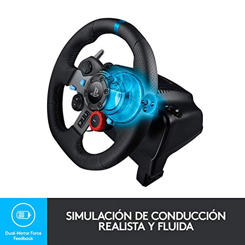 Logitech G29 Driving Force Volante de Carreras y Pedales, Force Feedback, Aluminio Anodizado, Palancas de cambio, Volante de Cuero, Pedales Ajustables, Enchufe EU, PS5, PS4, PC, Mac - Negro Logitech G29 Driving Force Volante de Carreras y Pedales, Force Feedback, Aluminio Anodizado, Palancas de cambio, Volante de Cuero, Pedales Ajustables, Enchufe EU, PS5, PS4, PC, Mac - Negro