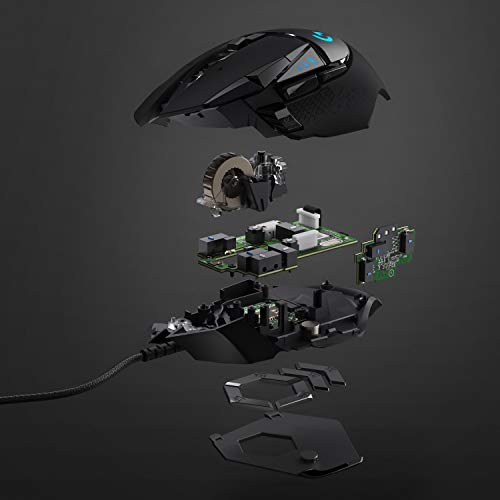 Logitech G502 HERO Ratón Gaming con Cable Alto Rendimiento, Sensor HERO 16K, 16 000 DPI, RGB, Peso Personalizable, 11 Botones Programables, Memoria Integrada, PC /Mac - Negro