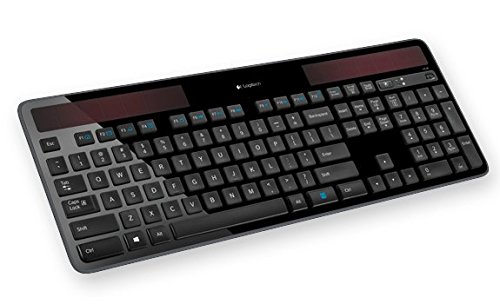 Logitech K750 Teclado Solar Inalámbrico, 2,4 GHz con Mini Receptor USB, Ultra Ligero, Fabricación Ecológica, PC/Portátil, Disposición Rusa, Disposición QWERTY Español, Color Negro