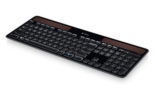 Logitech K750 Teclado Solar Inalámbrico, 2,4 GHz con Mini Receptor USB, Ultra Ligero, Fabricación Ecológica, PC/Portátil, Disposición Rusa, Disposición QWERTY Español, Color Negro