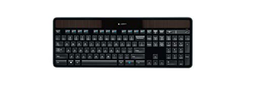 Logitech K750 Teclado Solar Inalámbrico, 2,4 GHz con Mini Receptor USB, Ultra Ligero, Fabricación Ecológica, PC/Portátil, Disposición Rusa, Disposición QWERTY Español, Color Negro