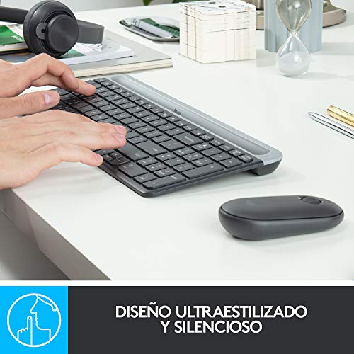 Logitech MK470 Combo Teclado y Ratón Inalámbrico para Windows, 2.4 GHz con Receptor USB Unifying, Diseño Compacto, Batería de Adecuada Duración, Disposición QWERTY Español, Negro Logitech MK470 Combo Teclado y Ratón Inalámbrico para Windows, 2.4 GHz con Receptor USB Unifying, Diseño Compacto, Batería de Adecuada Duración, Disposición QWERTY Español, Negro