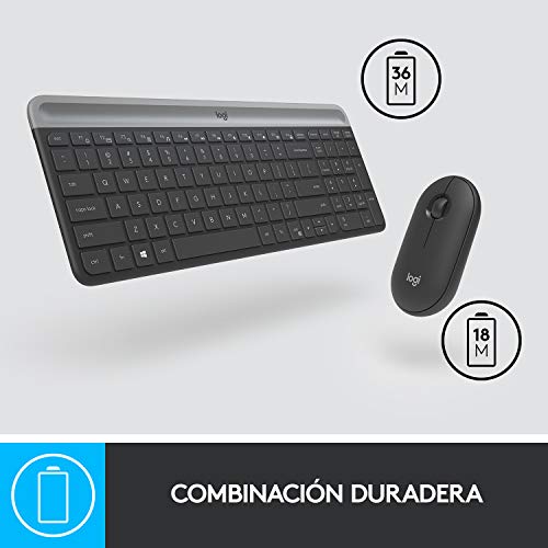 Logitech MK470 Combo Teclado y Ratón Inalámbrico para Windows, 2.4 GHz con Receptor USB Unifying, Diseño Compacto, Batería de Adecuada Duración, Disposición QWERTY Español, Negro Logitech MK470 Combo Teclado y Ratón Inalámbrico para Windows, 2.4 GHz con Receptor USB Unifying, Diseño Compacto, Batería de Adecuada Duración, Disposición QWERTY Español, Negro