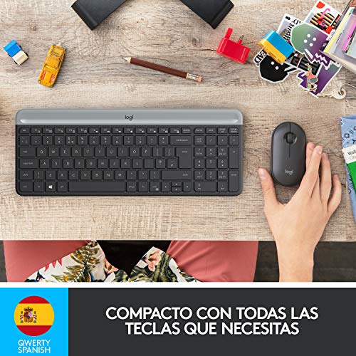 Logitech MK470 Combo Teclado y Ratón Inalámbrico para Windows, 2.4 GHz con Receptor USB Unifying, Diseño Compacto, Batería de Adecuada Duración, Disposición QWERTY Español, Negro Logitech MK470 Combo Teclado y Ratón Inalámbrico para Windows, 2.4 GHz con Receptor USB Unifying, Diseño Compacto, Batería de Adecuada Duración, Disposición QWERTY Español, Negro