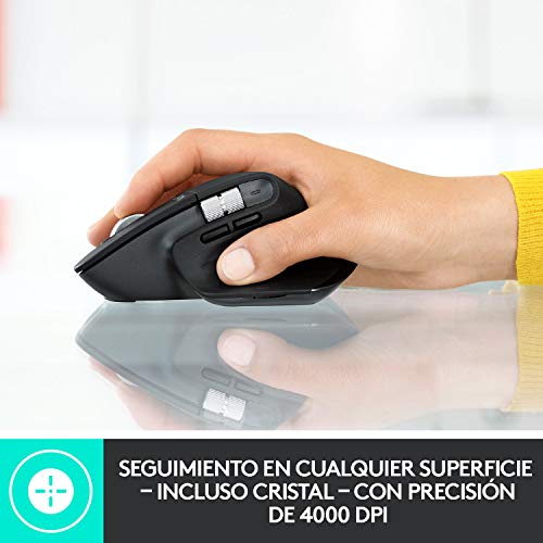 Logitech MX Master 3 Ratón Inalámbrico, Receptor USB, Bluetooth/2.4GHz, Desplazamiento Rápido, Seguimiento 4000 DPI en Cualquier Superficie, 7 Botones, Recargable, PC/Mac/Portátil/iPadOS, Gris claro