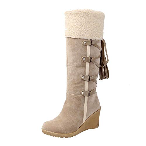 Logobeing Botines Mujer Planos Tacon Zapatos de Mujer Después de Lijar con Borlas Botas Altas Mangas Cuñas Botas de Nieve Zapatos de Plataforma(38,Beige) Logobeing Botines Mujer Planos Tacon Zapatos de Mujer Después de Lijar con Borlas Botas Altas Mangas Cuñas Botas de Nieve Zapatos de Plataforma(38,Beige)