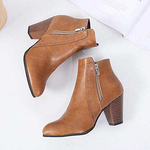 Logobeing Botines Mujer Tacon Invierno Planos Tacon Ancho Piel Botas de Mujer Medio Zapatos Combat Casual Planas Zapatos de Plataforma-5849(38,Marrón) Logobeing Botines Mujer Tacon Invierno Planos Tacon Ancho Piel Botas de Mujer Medio Zapatos Combat Casual Planas Zapatos de Plataforma-5849(38,Marrón)
