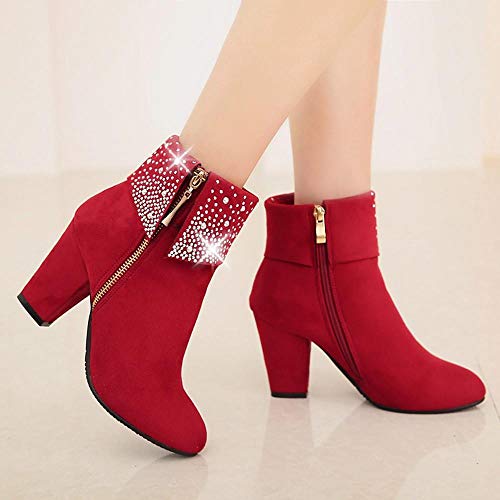 Logobeing Zapatos Mujer Tacones Botines Mujer Tacon Medio Planos Invierno Alto Botas de Mujer Casual Plataforma Nieve Ante Botas de Cordones Calientes Altas Boots(41,Rojo) Logobeing Zapatos Mujer Tacones Botines Mujer Tacon Medio Planos Invierno Alto Botas de Mujer Casual Plataforma Nieve Ante Botas de Cordones Calientes Altas Boots(41,Rojo)