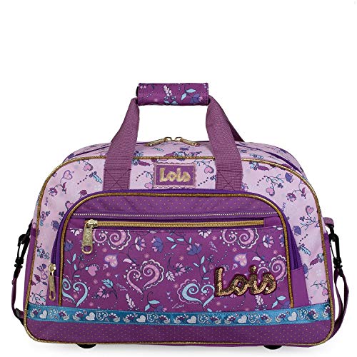 Lois - Bolsa Infantil Estampada de Niña Adaptable a Trolley Deporte Colegio Viaje Gimnasio Extraescolar Apertura Amplia Accesorios a Juego Calidad y Diseño 130245, Color Morado