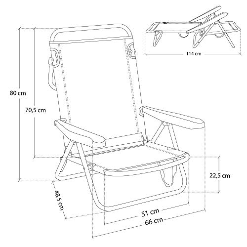 LOLAhome Pack de 2 sillas de Playa Cama de 4 Posiciones de Aluminio y textileno (Azul Marino)