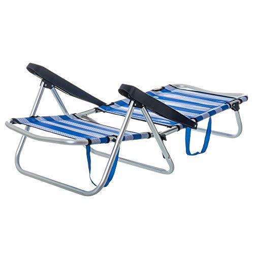 LOLAhome Pack de 2 sillas de Playa Cama de 4 Posiciones de Aluminio y textileno (Azul Marino) LOLAhome Pack de 2 sillas de Playa Cama de 4 Posiciones de Aluminio y textileno (Azul Marino)