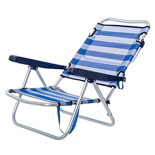 LOLAhome Pack de 2 sillas de Playa Cama de 4 Posiciones de Aluminio y textileno (Azul Marino)