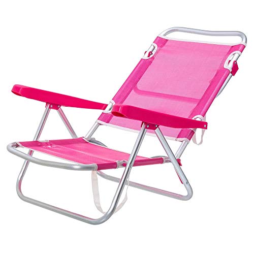 LOLAhome Silla 4 Posiciones de Aluminio con Brazos de Playa Garden (Rosa)