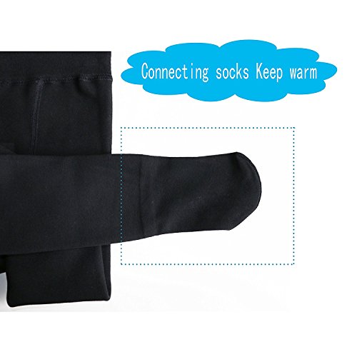 LOLANTA Pantalones de invierno para niñas Leggings cálidos Medias opacas de vellón grueso (negro, 6-8 años)