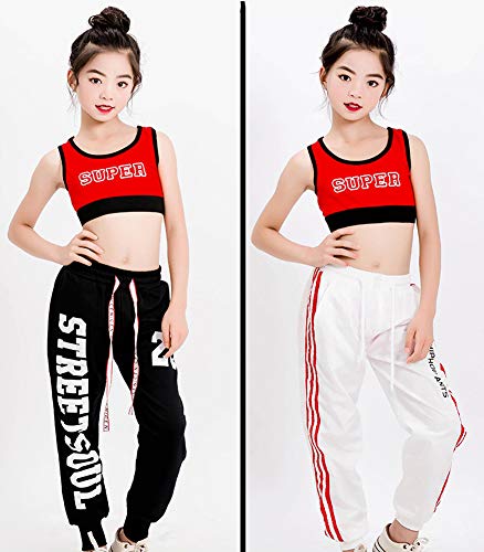 LOLANTA Ropa de Baile de Hip-Hop para niñas de 2 Piezas, Tanque Recortado, Pantalones de chándal con cordón, chándal de Moda para niños LOLANTA Ropa de Baile de Hip-Hop para niñas de 2 Piezas, Tanque Recortado, Pantalones de chándal con cordón, chándal de Moda para niños