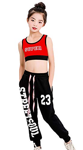 LOLANTA Ropa de Baile de Hip-Hop para niñas de 2 Piezas, Tanque Recortado, Pantalones de chándal con cordón, chándal de Moda para niños LOLANTA Ropa de Baile de Hip-Hop para niñas de 2 Piezas, Tanque Recortado, Pantalones de chándal con cordón, chándal de Moda para niños
